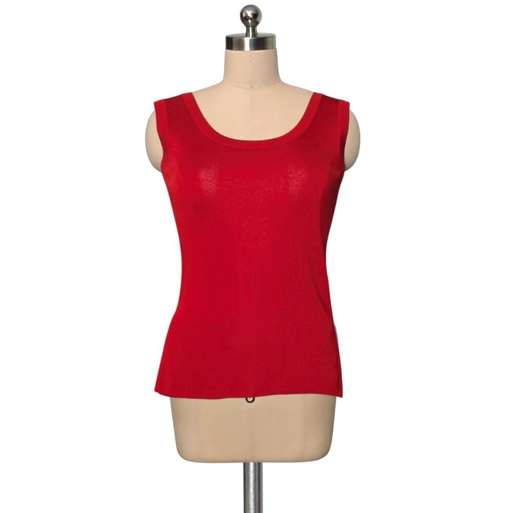 MISOOK Red Knit Stretch Tank Top Shell Shirt XXS
